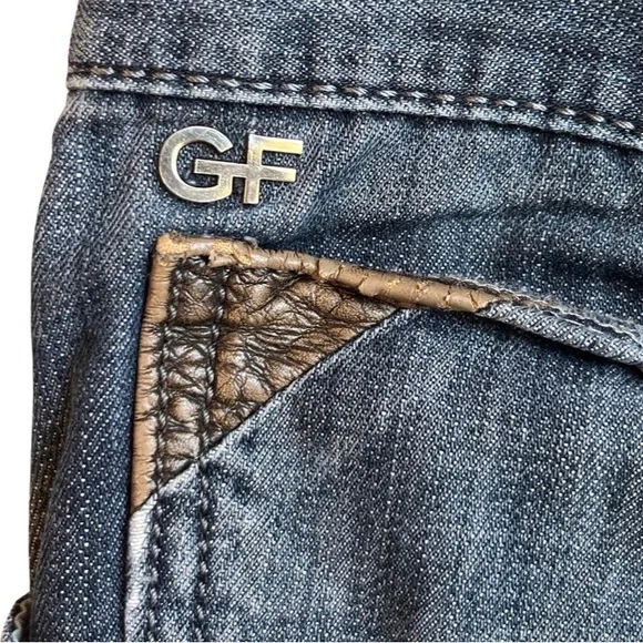 GF Ferre blue denim Y2K baggy printed denim pants size 34